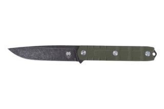 Cobratech Outdoor Warrior 4.5” Drop Point Fixed Blade Knife with OD Green G10 handle